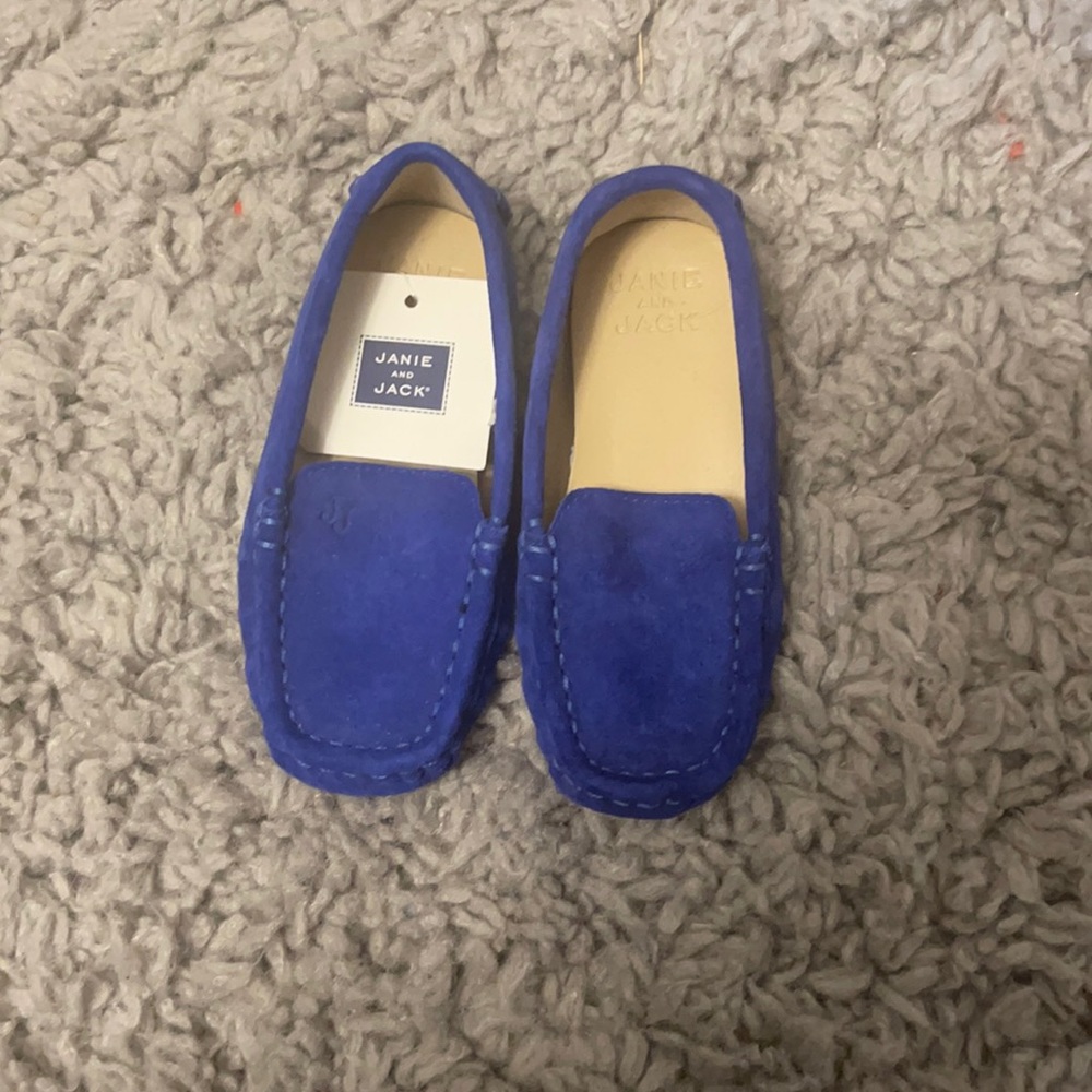 Brand new Janie and jack blue suede loafers. Toddler size 8.